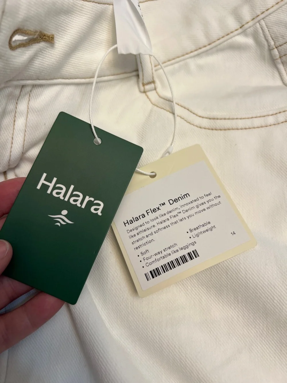 HALARA ASYMMETRIC WHITE STRETCH DENIM WIDE LEG JEANS PANTS SIZE XS NEW - Picture 8 of 16